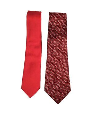 Lot of 2 Men's Red Ties: Stafford Executive Silk & Beverly Hills Polo Club